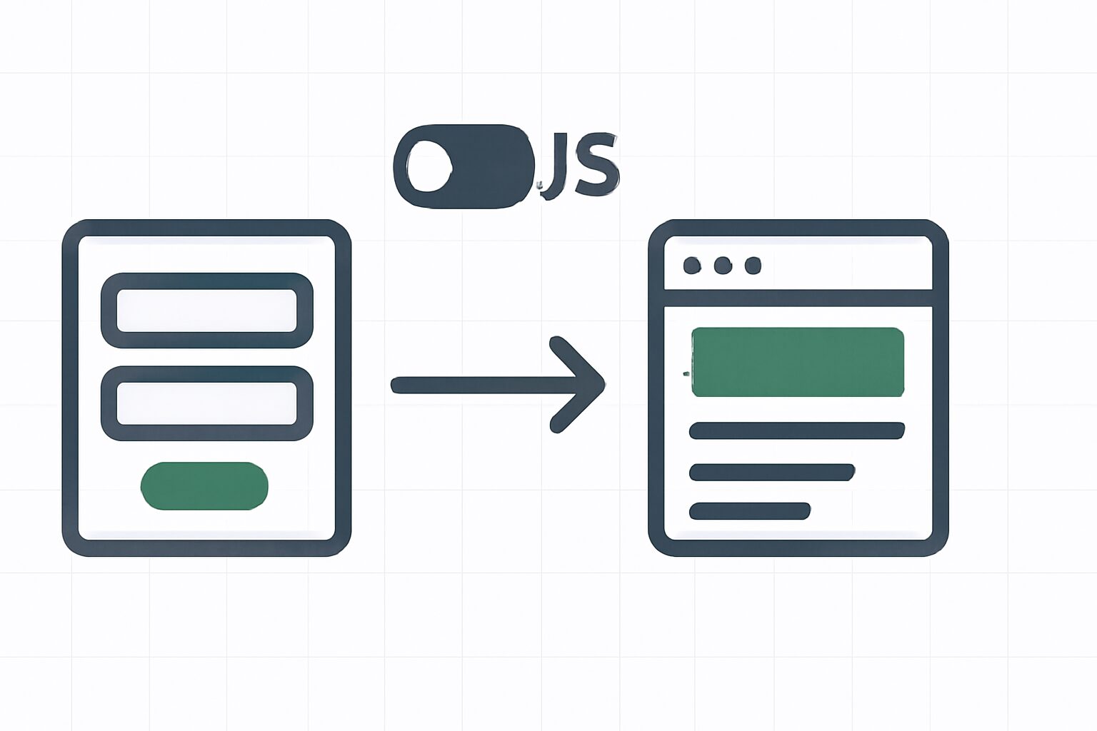 JSなしでもformのGET送信で検索語を一覧ページへ渡せる漸進的強化のイメージ